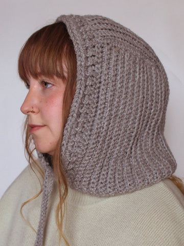 Grey Crocheted Hood