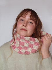 Checkered Crocheted Circle Scarf